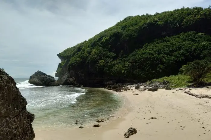 Nglangkap Beach, Enchanting White Sand Beach & Exotic Coral Rocks in Gunung Kidul